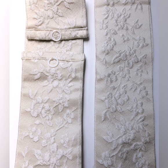 New J. Queen Ivory Embroidered Pole Top Drapery Curtain Panel Set 88” x 50” - Picture 12 of 12